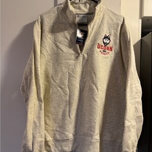 Champion UConn Huskies Beige quarter half Zip Up sweatshirt